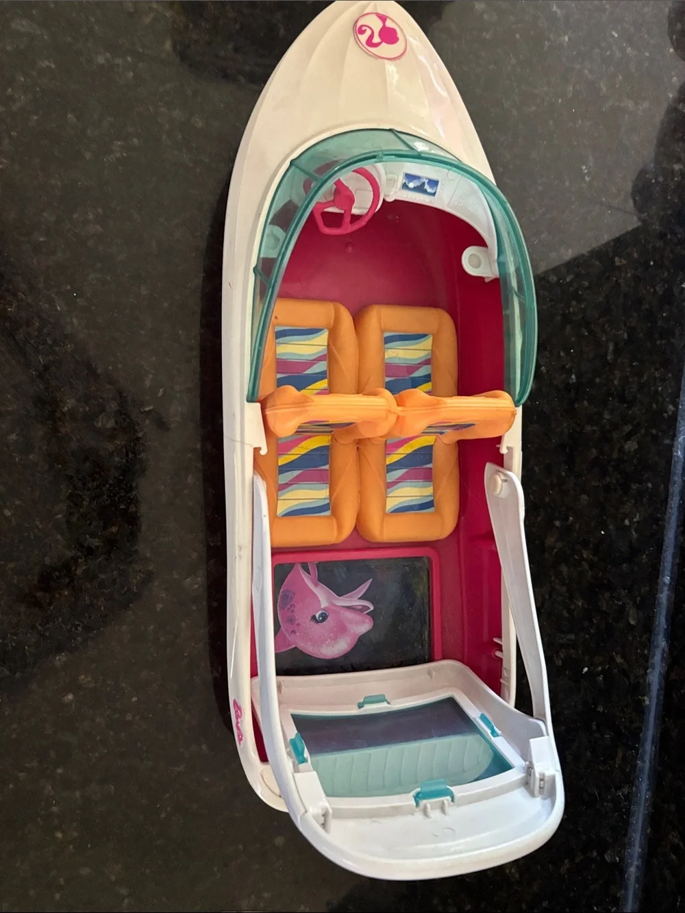 Barbie Pink, White & Teal Convertible Speedboat